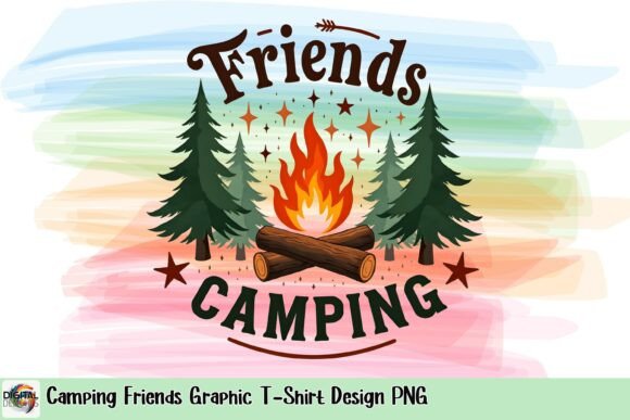 Camping Friends: A Vibrant Design for Outdoor Apparel
